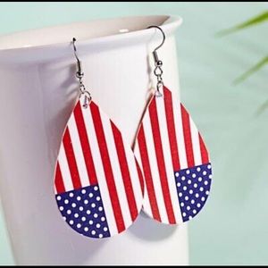 American Flag Tear Drop Earrings